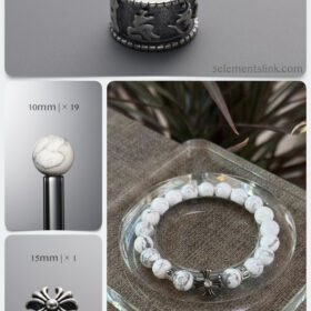 Natural Magnesite (White Turquoise) & Antiqued Cross DIY Bracelet Kit