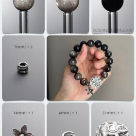 Natural Obsidian & Skeletal Quartz Elephant Totem Destiny DIY Bracelet Kit