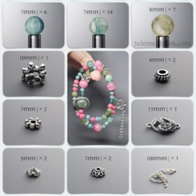 Natural Rhodonite & Kyanite Growth Circuit DIY Bracelet Kit