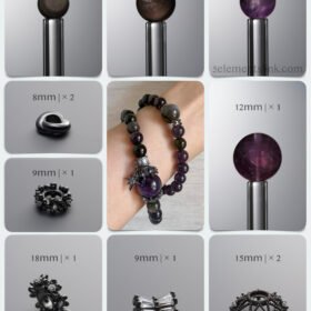 Natural Amethyst & Silver Obsidian Capricorn DIY Bracelet Kit