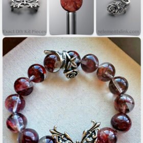 Natural Blood Red Fire Quartz & 999 Silver Beauty Beast DIY Bracelet Kit