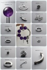 Natural 16mm Amethyst & Silver Elephant Spiritual DIY Bracelet Kit