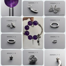 Natural 16mm Amethyst & Silver Elephant Spiritual DIY Bracelet Kit