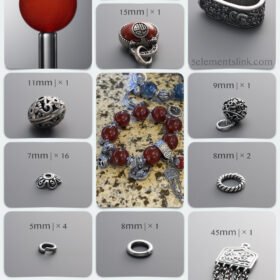 Natural Red Agate & 999 Silver Fire-Metal DIY Bracelet Kit