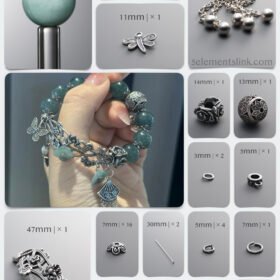 Natural Jadeite & Silver New Chinese Awakening DIY Bracelet Kit