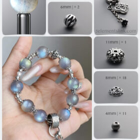 Natural Gray Moonstone & Silver Intuition DIY Bracelet Kit