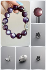 Natural Lepidolite & 925 Antiqued Sterling Silver DIY Gemstone Bead Bracelet Kit