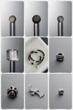 Natural Silver Obsidian & Clear Quartz 925 Antiqued Sterling Silver Double DIY Gemstone Bead Bracelet Kit