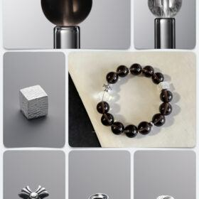 Natural Ice Obsidian & Clear Quartz 925 Antiqued Sterling Silver DIY Gemstone Bead Bracelet Kit