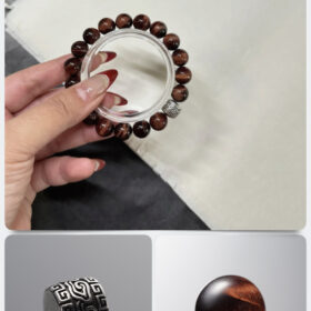 Natural Red Tiger’s Eye & 925 Antiqued Sterling Silver DIY Gemstone Bead Bracelet Kit