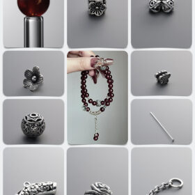 Natural Red Garnet & 925 Antiqued Sterling Silver Multi-Wrap DIY Gemstone Bead Bracelet Kit