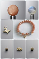 Natural Orange Moonstone & Blue-Flash Gray Moonstone DIY Gemstone Bead Bracelet Kit