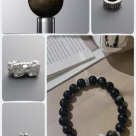Natural Golden Obsidian & 925 Sterling Silver Pixiu DIY Gemstone Bead Bracelet Kit