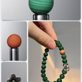 Natural Malachite & Tri-Color Jade 925 Sterling Silver DIY Gemstone Bead Bracelet Kit