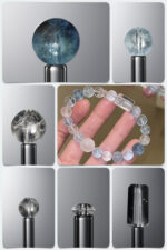 Natural Aquamarine & White Azeztulite 925 Sterling Silver DIY Gemstone Bead Bracelet Kit