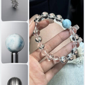 Natural Larimar & Clear Quartz 925 Sterling Silver DIY Gemstone Bead Bracelet Kit