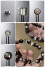 Natural Silver Sheen Obsidian & Green Phantom Quartz DIY Gemstone Bead Bracelet Kit