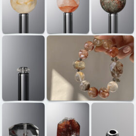 Natural Red & Yellow Phantom Quartz Neo-Chinese DIY Gemstone Bead Bracelet Kit