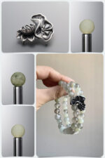 Natural Hetian Jade & Green Rabbit Hair Quartz Neo-Chinese DIY Gemstone Bead Bracelet Kit