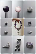 Natural Plum Blossom Tourmaline & Amethyst Secret Garden DIY Gemstone Bead Bracelet Kit