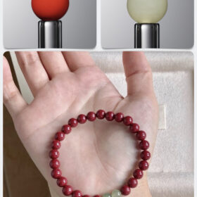 Natural Cinnabar & Green Hetian Jade Alchemy DIY Gemstone Bead Bracelet Kit