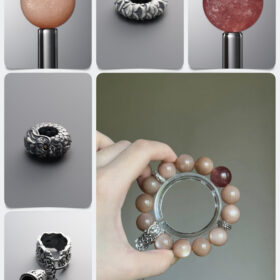 Natural Orange Moonstone & Strawberry Quartz Dragon Luck DIY Gemstone Bead Bracelet Kit