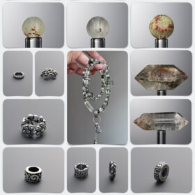 Natural Green Rabbit Hair & Phantom Quartz Career DIY Gemstone Bead Bracelet Kit