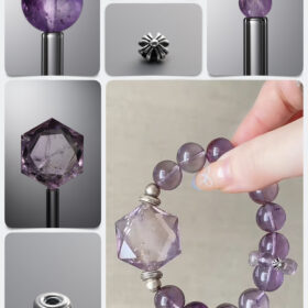 Natural Amethyst Hexagram Intuition DIY Gemstone Bead Bracelet Kit