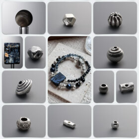 Natural Aquamarine & Pietersite Resonance DIY Gemstone Bead Bracelet Kit