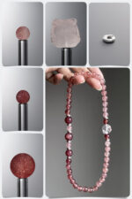 Natural Strawberry Quartz & Rose Quartz Awakened Lion DIY Gemstone Bead Bracelet Kit