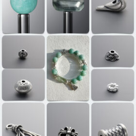 Natural Amazonite & Fluorite Auspicious Bird DIY Gemstone Bead Bracelet Kit