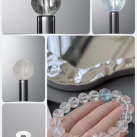Natural Aquamarine Moonstone & Milky Quartz DIY Gemstone Bead Bracelet Kit