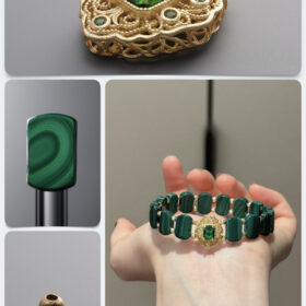 Natural Rectangle Plaque Malachite & Diopside Tile DIY Gemstone Bead Bracelet Kit