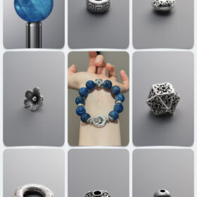 Natural Blue Apatite & Antiqued Silver Cosmic DIY Gemstone Bead Bracelet Kit