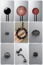 Natural Black Obsidian & Strawberry Quartz DIY Gemstone Bead Bracelet Kit