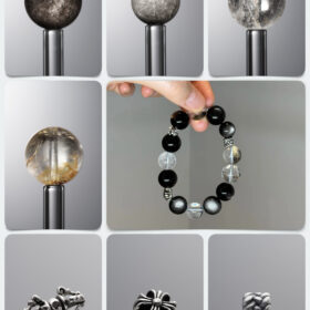 Natural Silver Obsidian, Flash Quartz & Vajra DIY Gemstone Bead Bracelet Kit