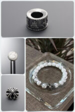 Natural Magnesite (White Turquoise) & Antiqued Cross DIY Gemstone Bead Bracelet Kit
