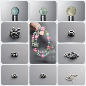 Natural Rhodonite & Kyanite Growth Circuit DIY Gemstone Bead Bracelet Kit