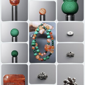 Natural Malachite & Red Fire Quartz Awakening DIY Gemstone Bead Bracelet Kit