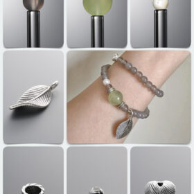Natural Gray Agate & Serpentine Jade Healing DIY Gemstone Bead Bracelet Kit