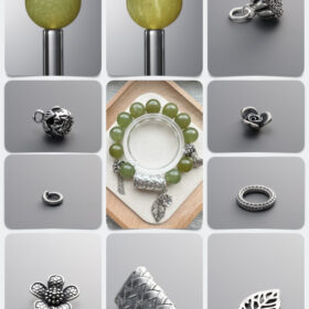 Natural Serpentine Jade & Silver Resonant DIY Gemstone Bead Bracelet Kit