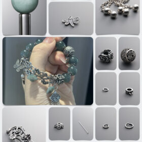 Natural Jadeite & Silver New Chinese Awakening DIY Gemstone Bead Bracelet Kit