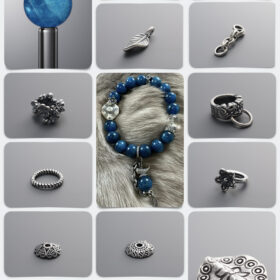 Natural Blue Apatite & Silver Manifestation DIY Gemstone Bead Bracelet Kit