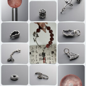Natural Strawberry Quartz & Rose Love Silver DIY Gemstone Bead Bracelet Kit