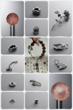 Natural Strawberry Quartz & Rose Love Silver DIY Gemstone Bead Bracelet Kit
